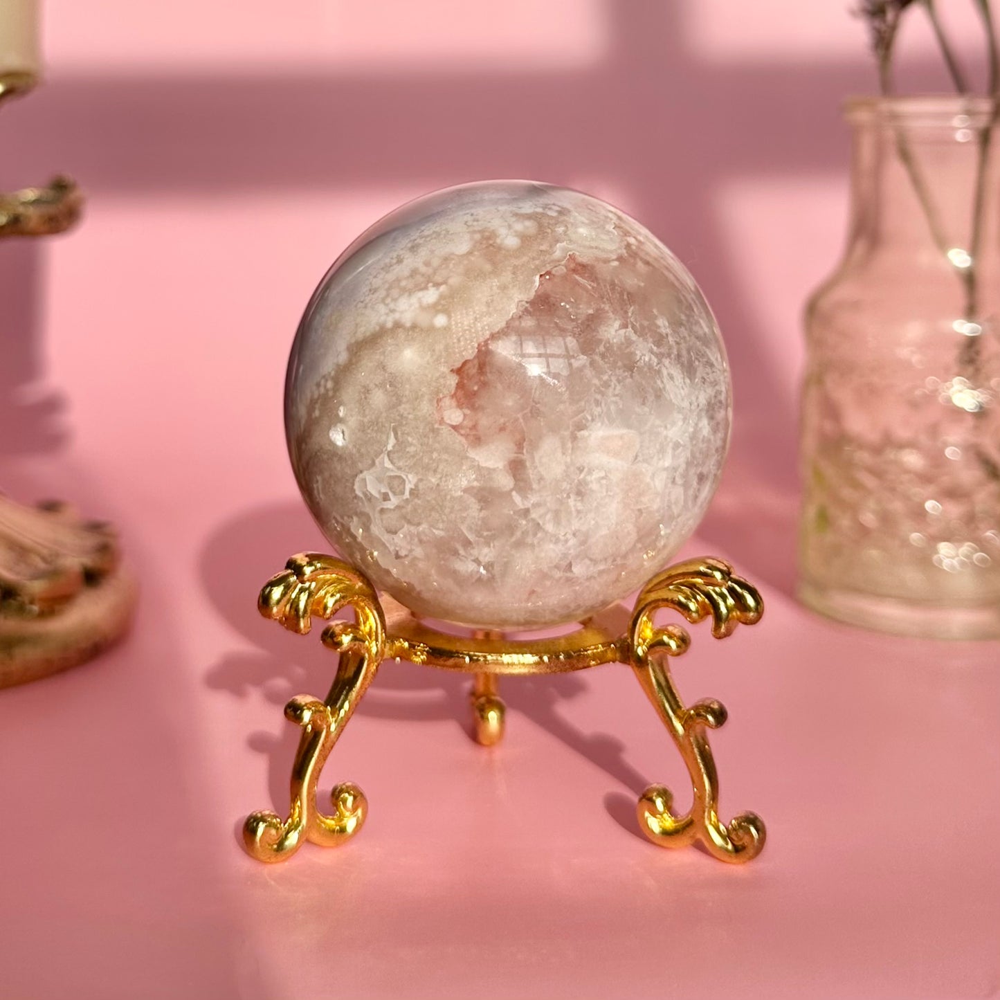 Pink Amethyst Flower Agate Sphere