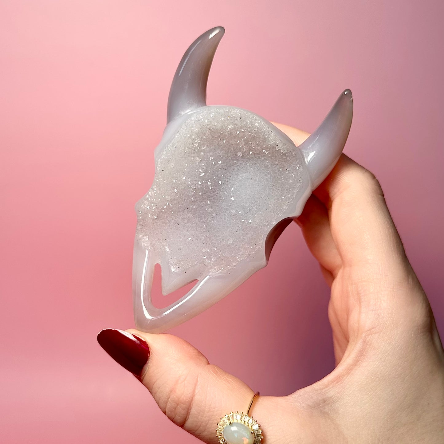 Druzy Agate Cow Skull