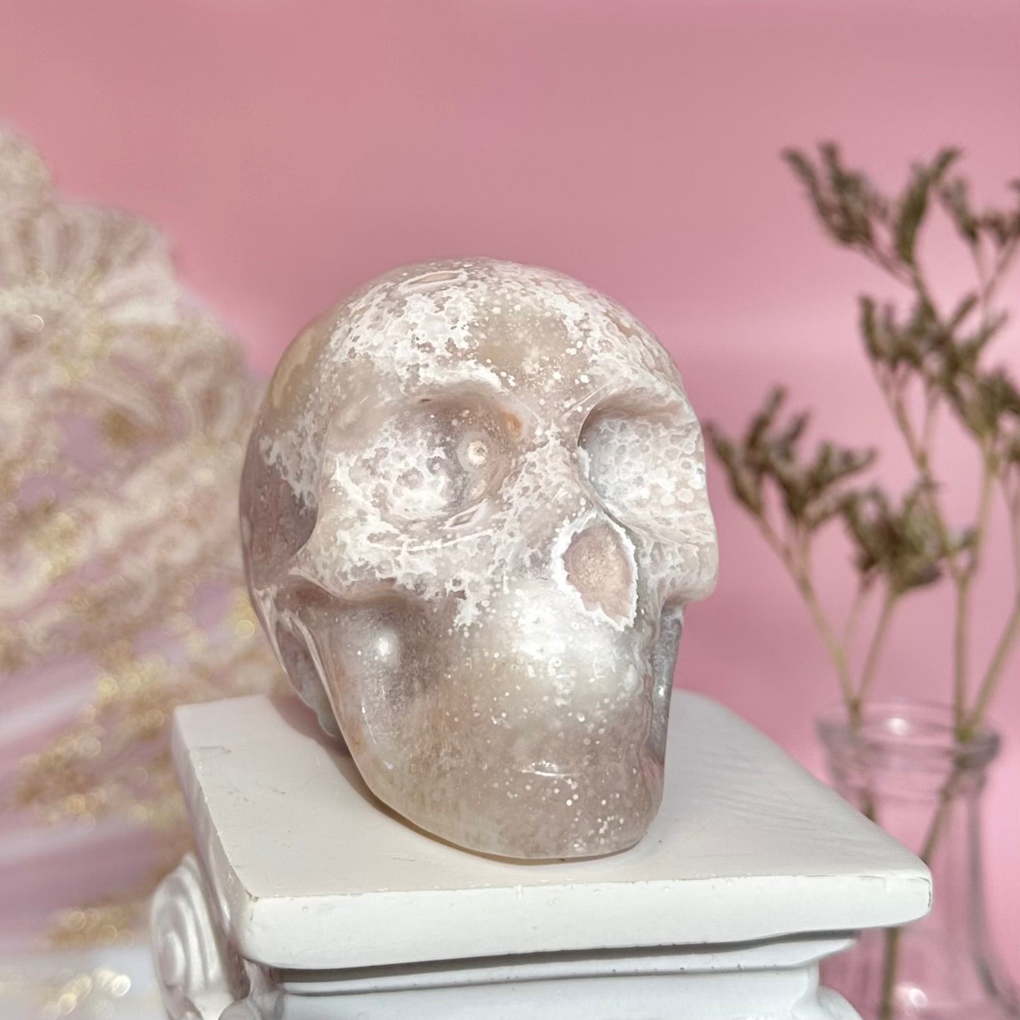 Flower Agate Skull