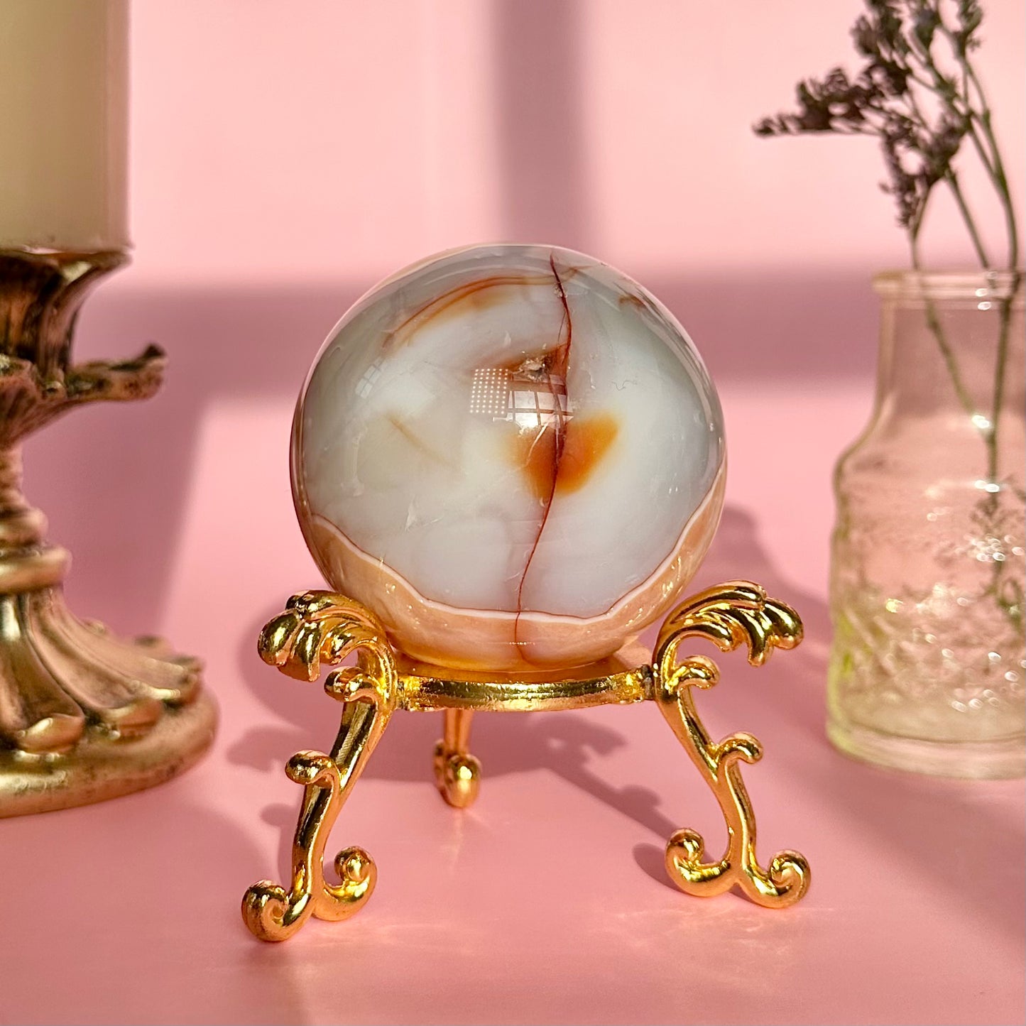 Carnelian Flower Agate Sphere