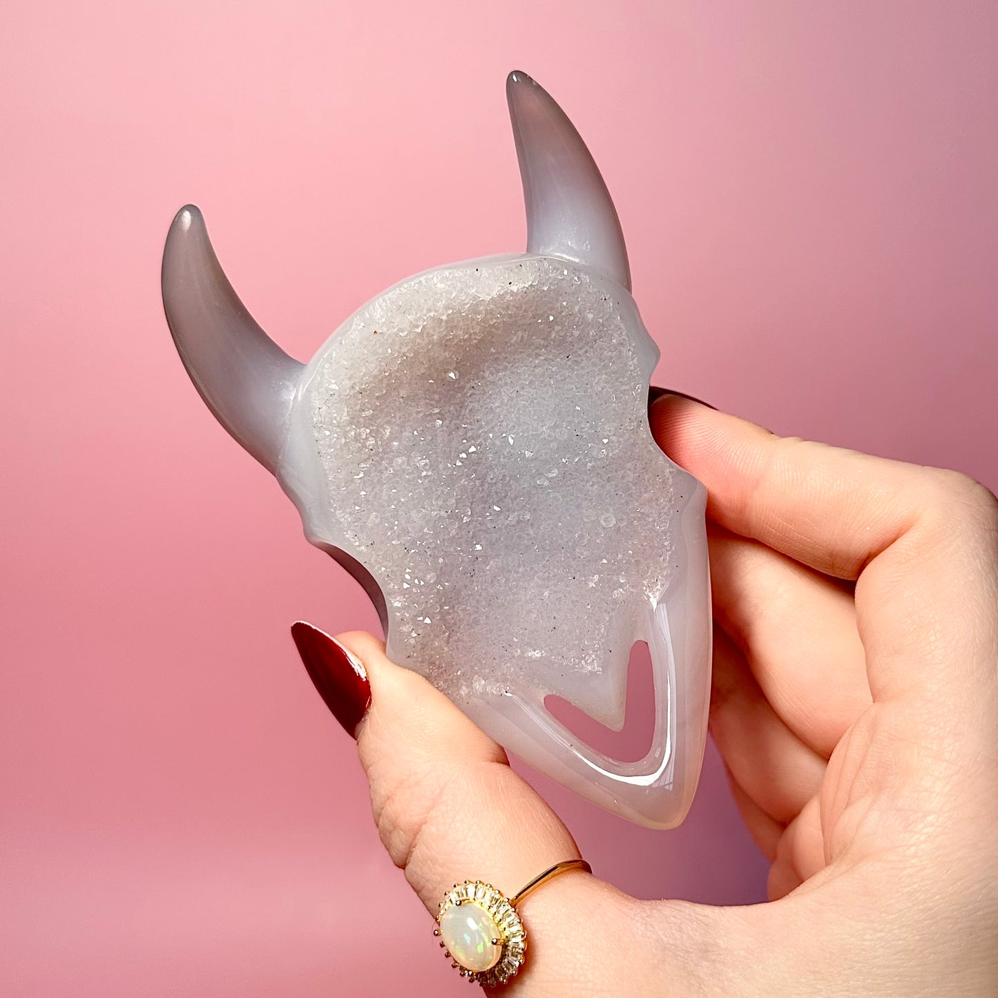 Druzy Agate Cow Skull