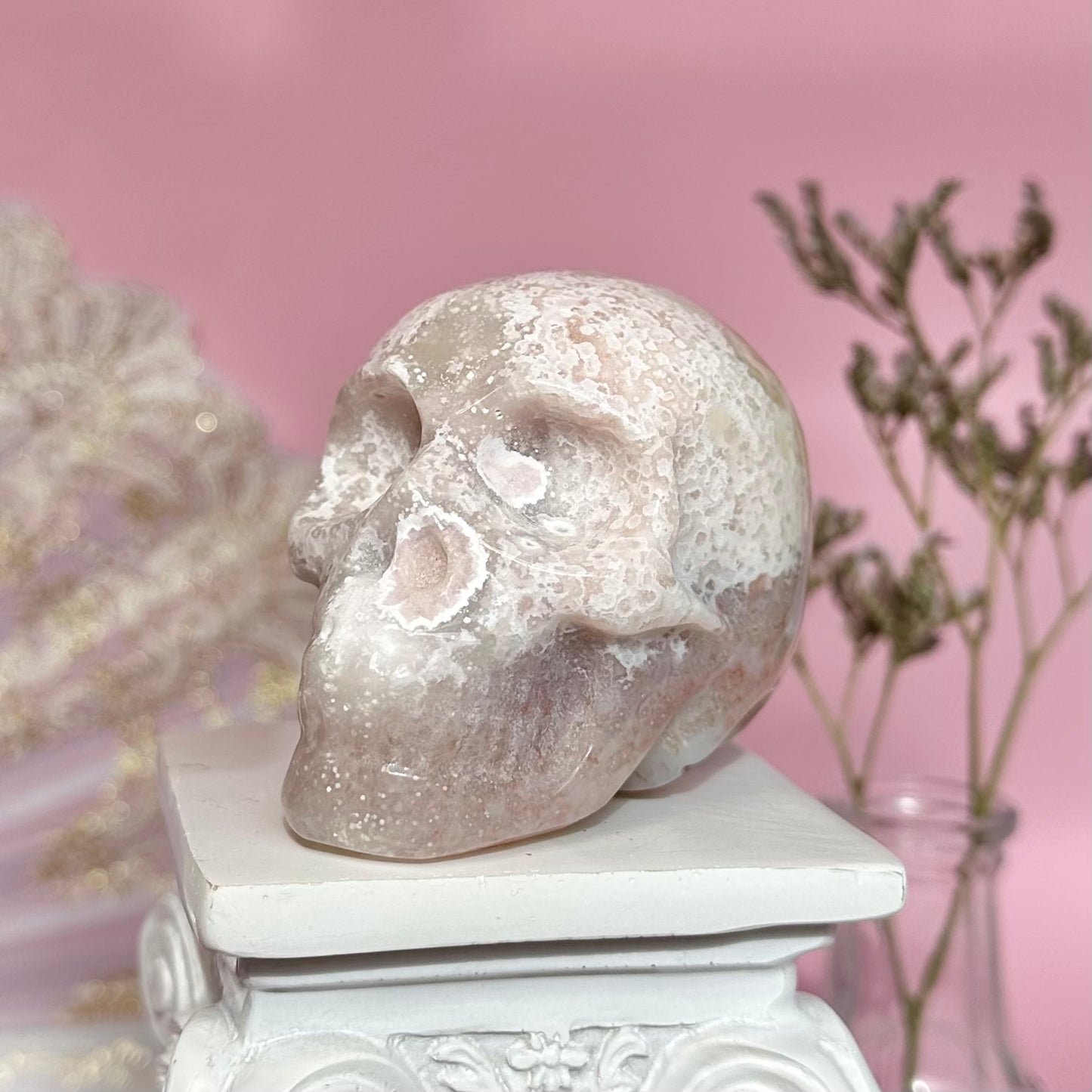 Flower Agate Skull