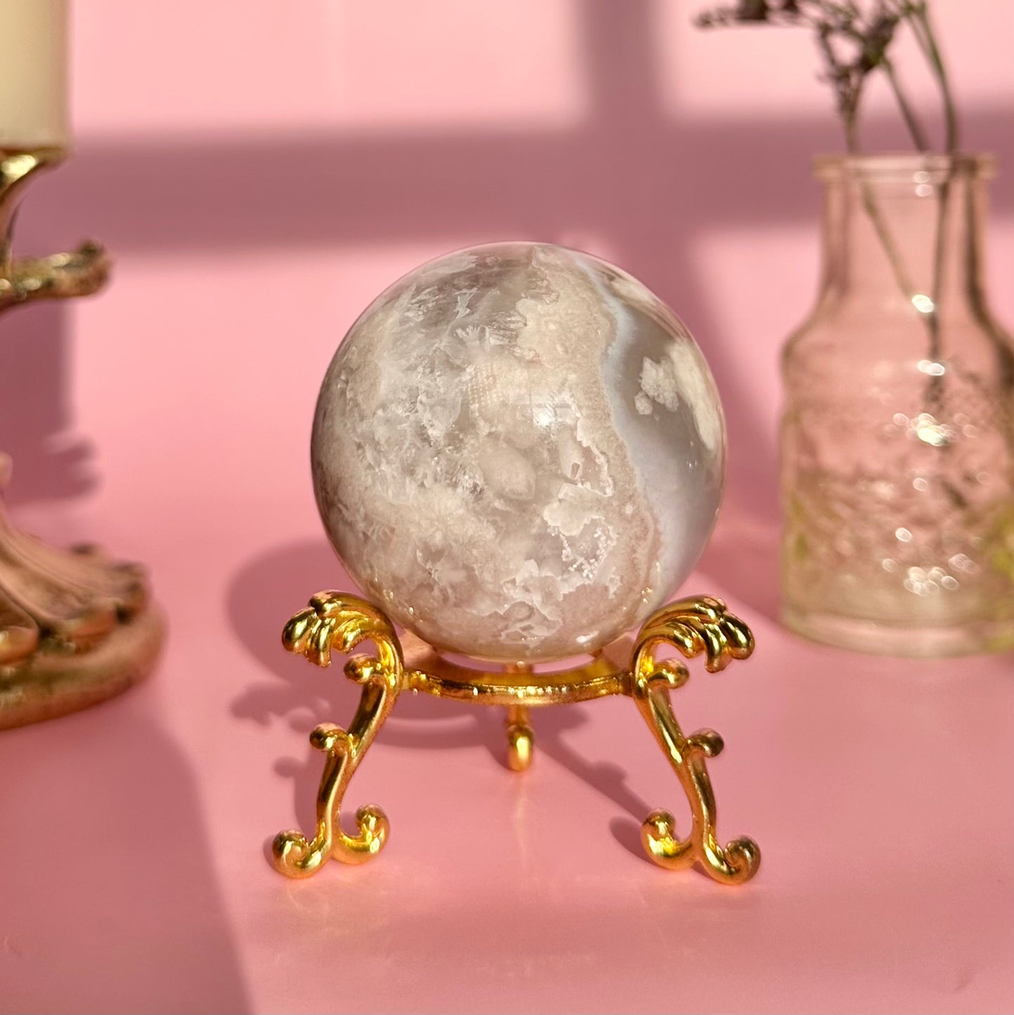 Pink Amethyst Flower Agate Sphere