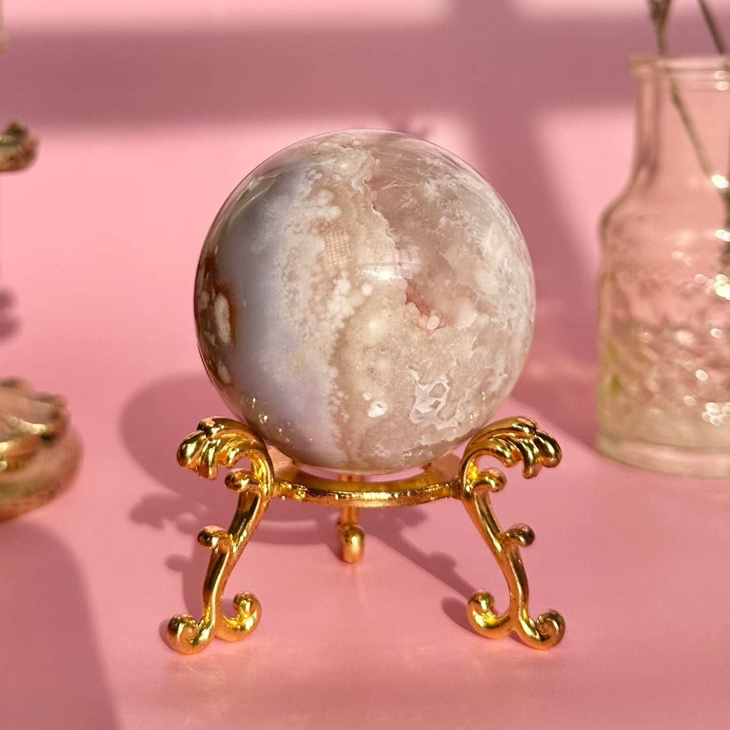 Pink Amethyst Flower Agate Sphere