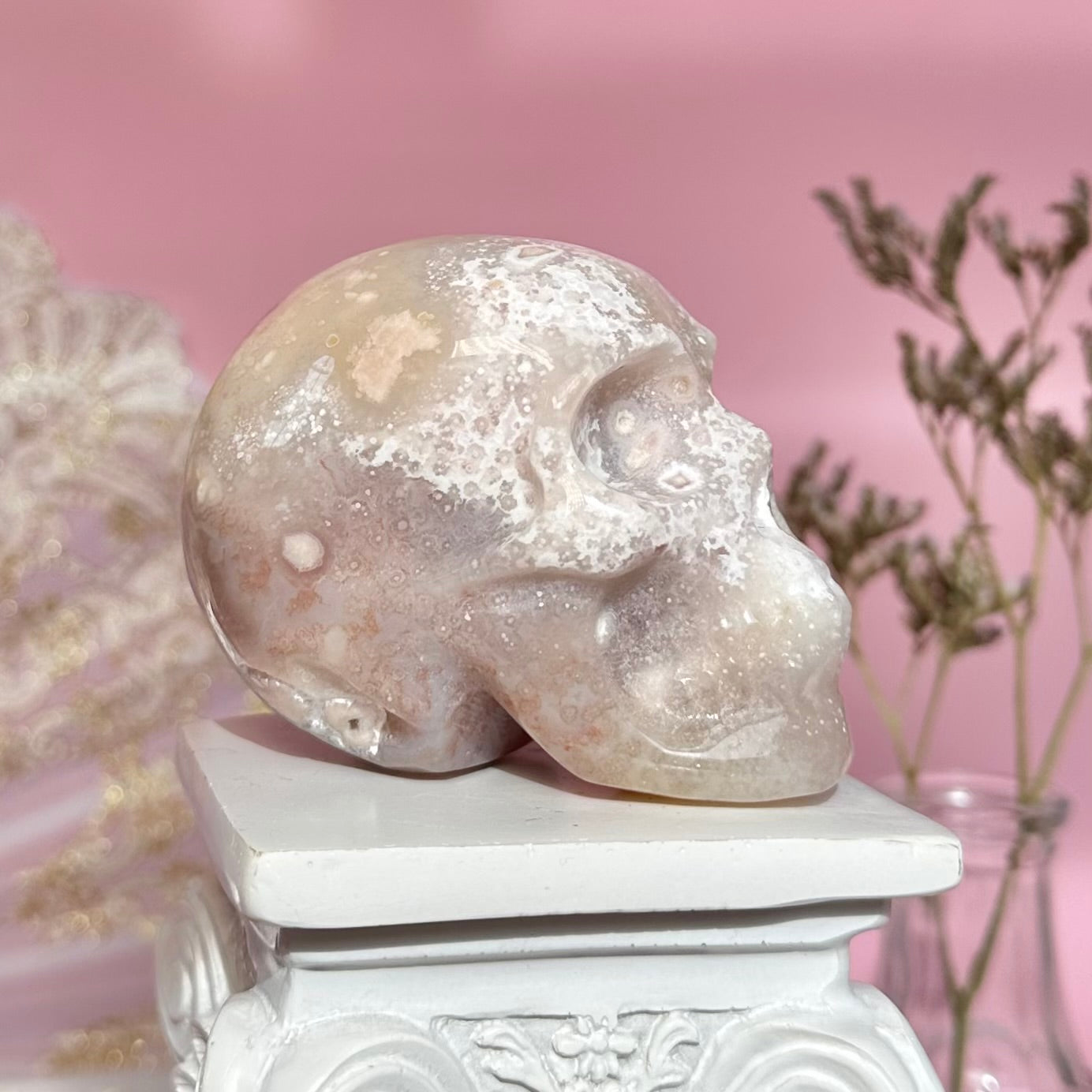 Flower Agate Skull