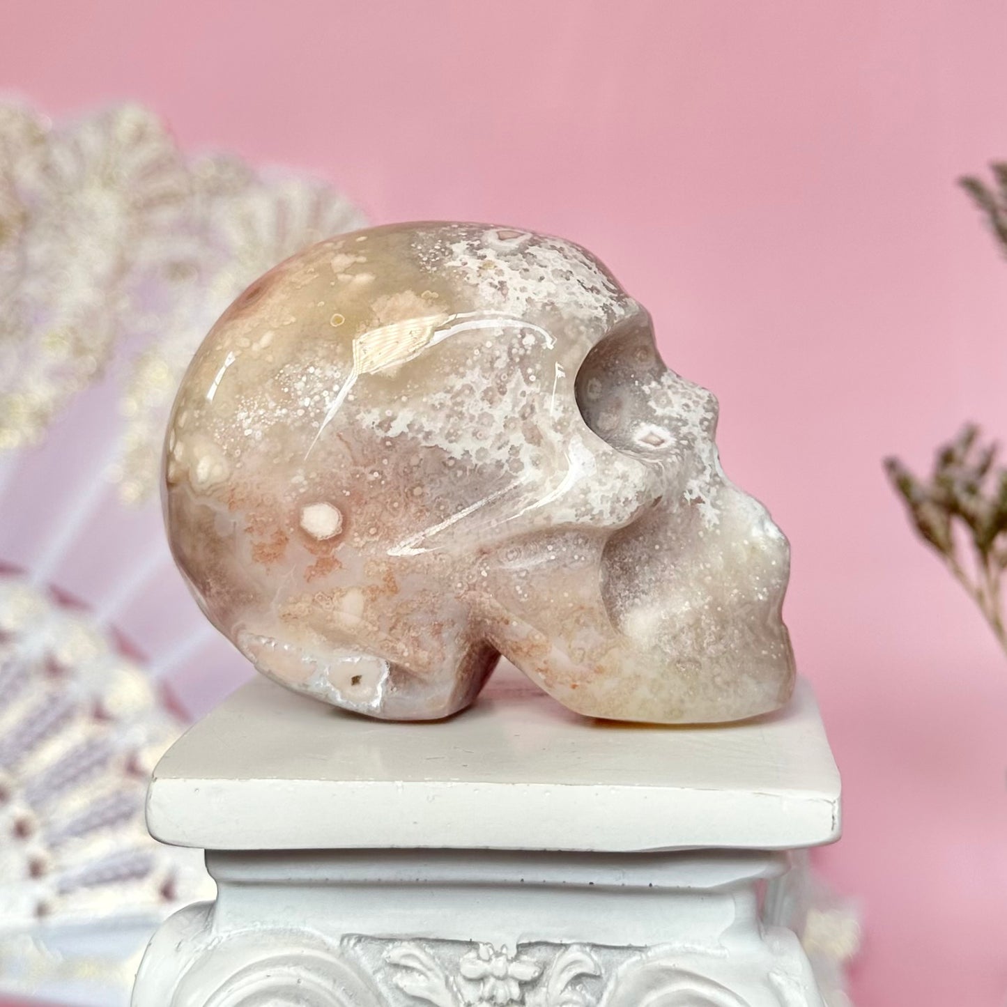 Flower Agate Skull