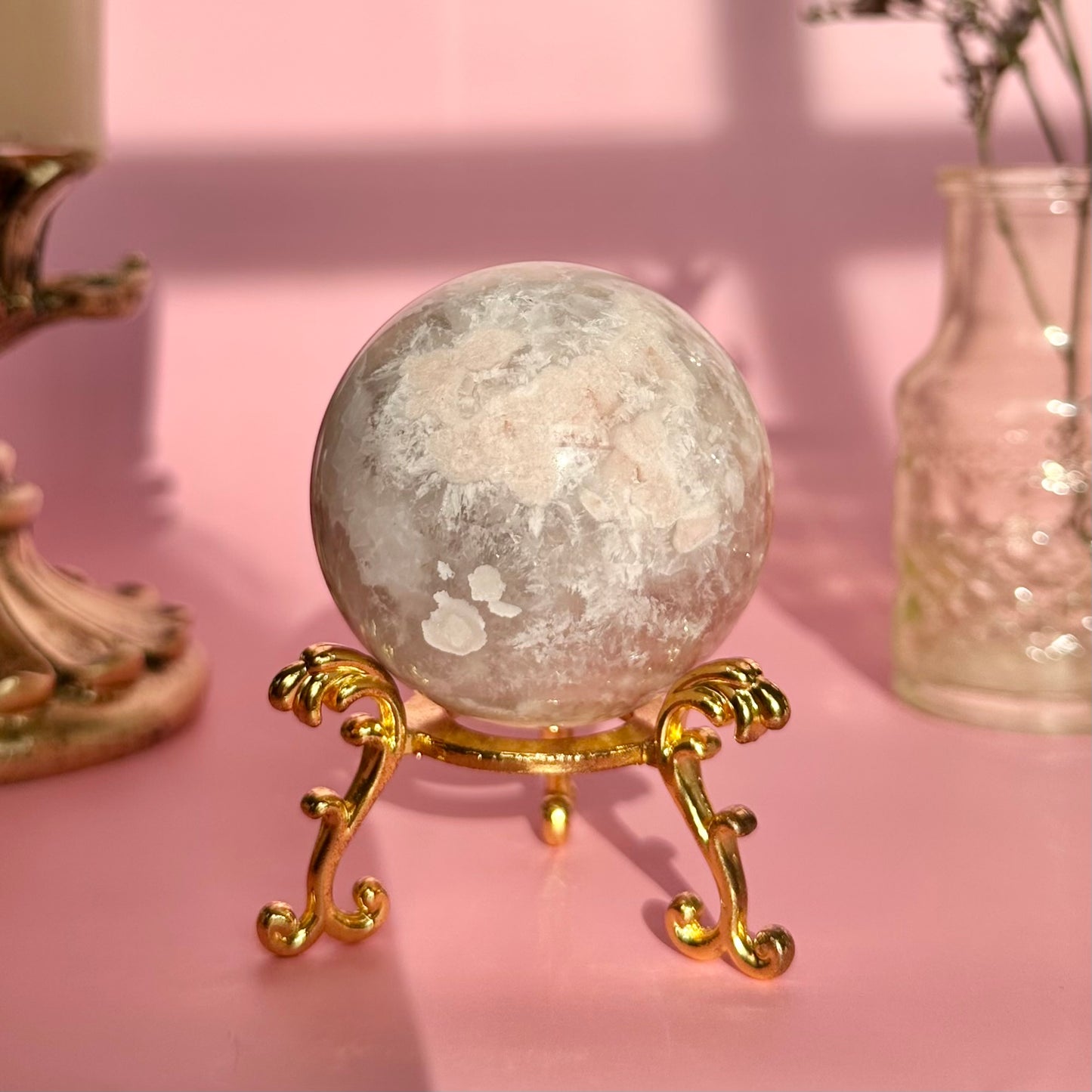 Pink Amethyst Flower Agate Sphere