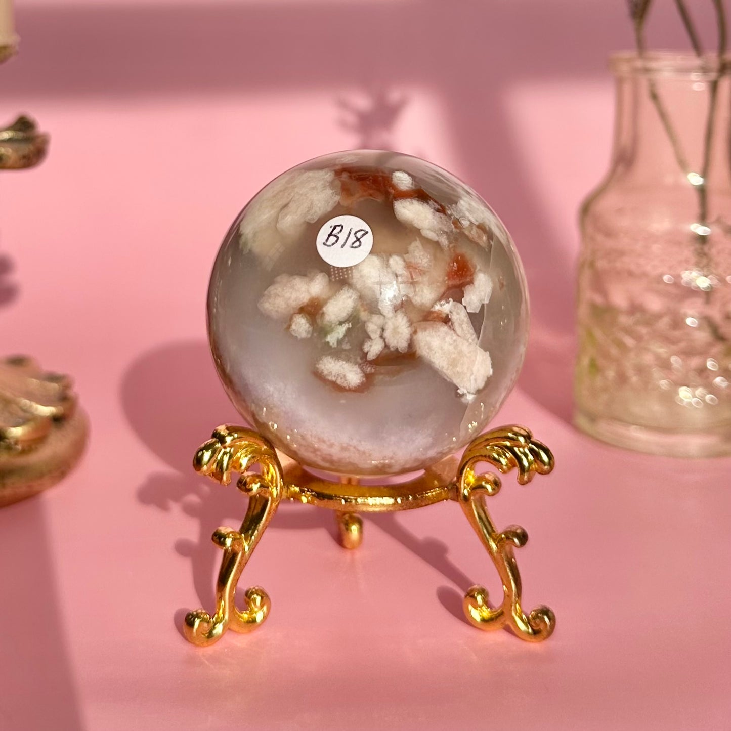 Pink Amethyst Flower Agate Sphere