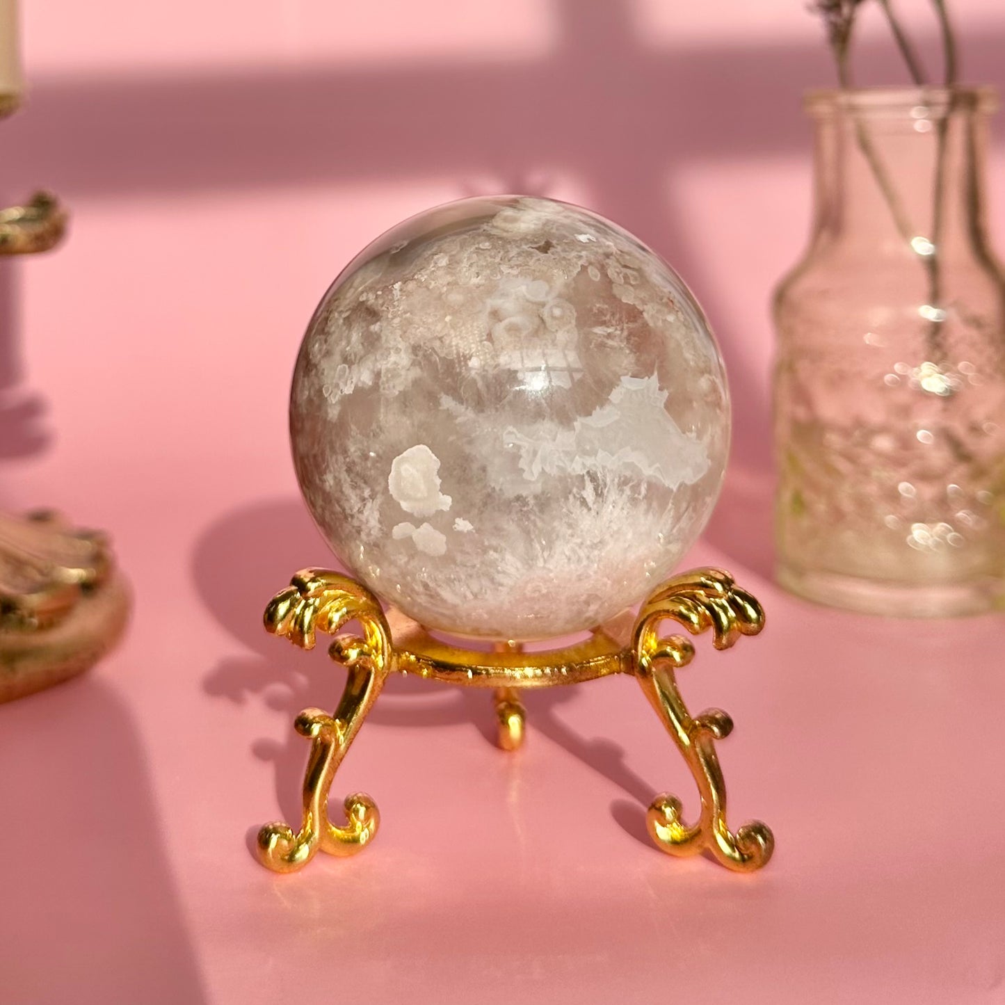 Pink Amethyst Flower Agate Sphere