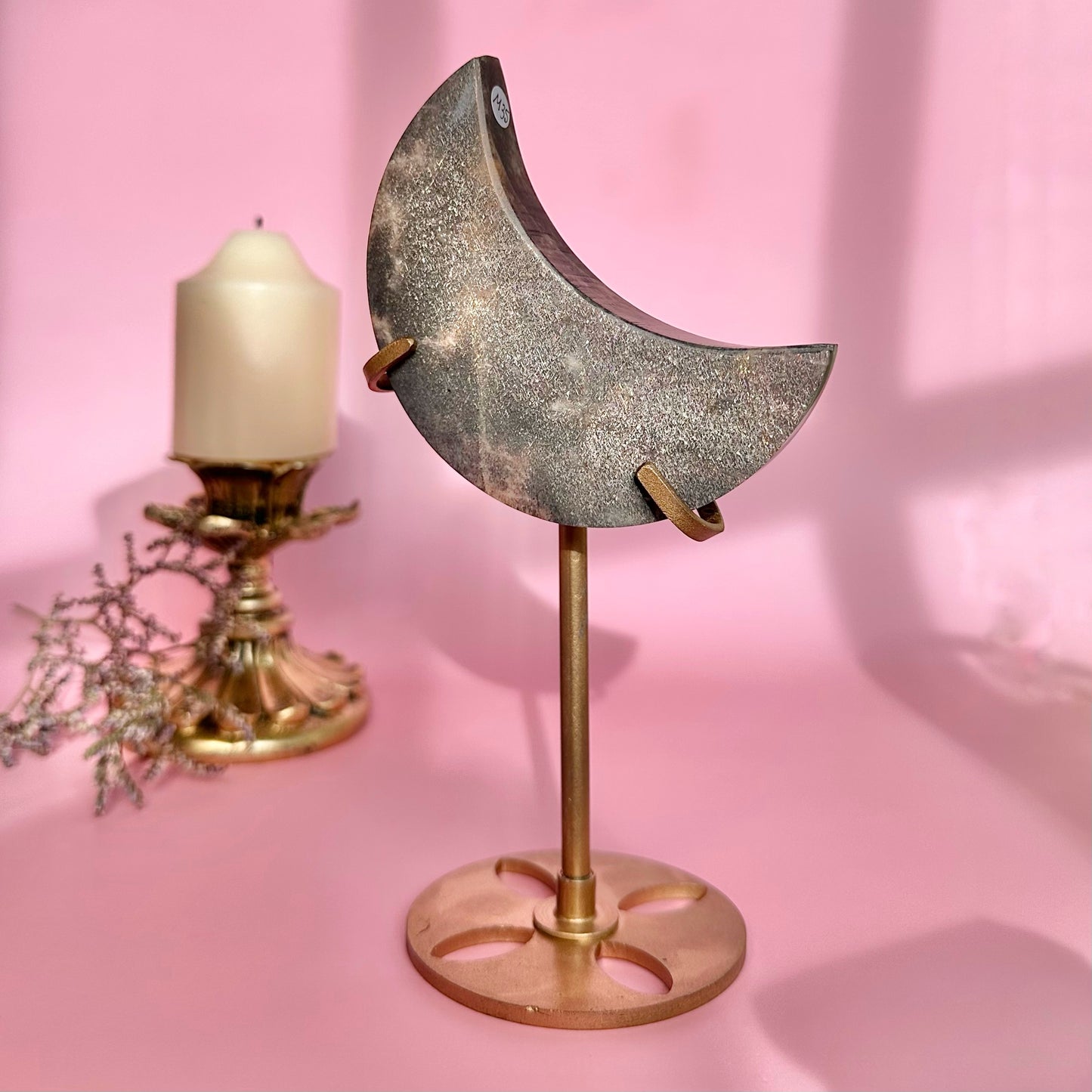 Black Lattice Sunstone Moon on Stand