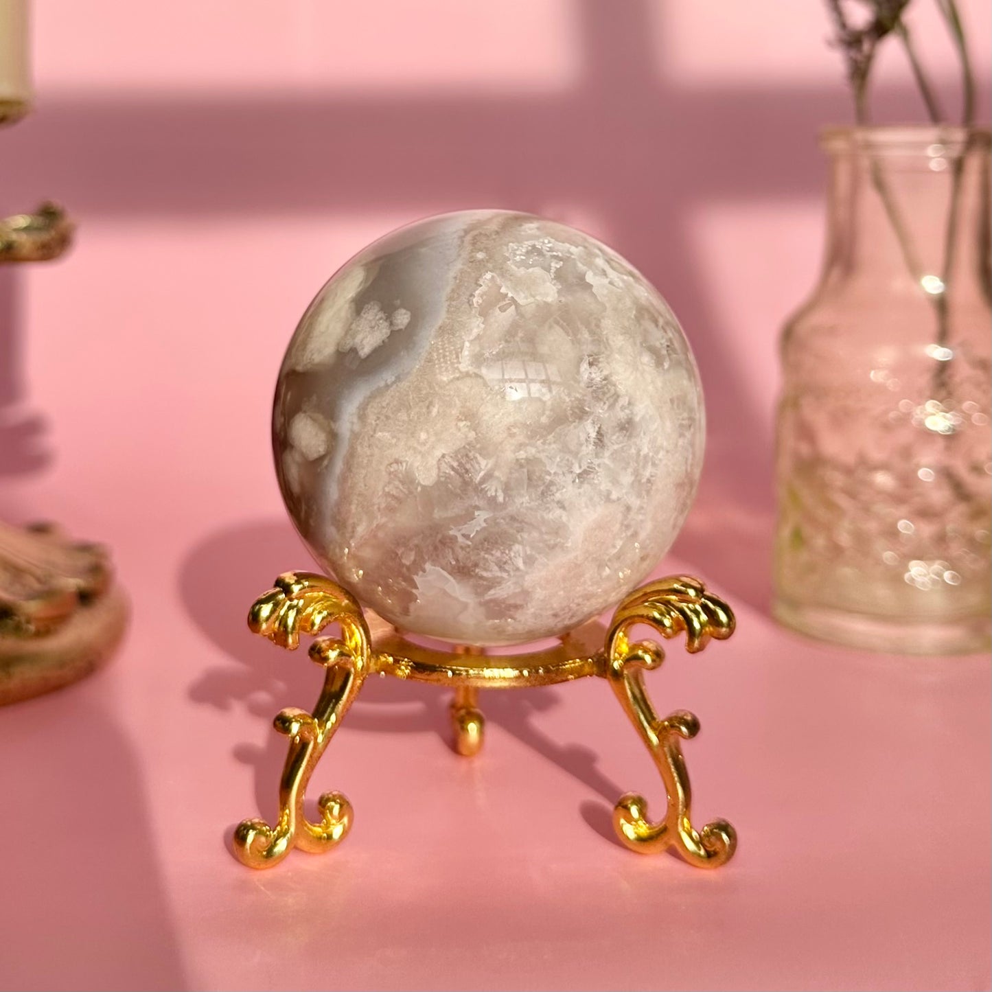 Pink Amethyst Flower Agate Sphere