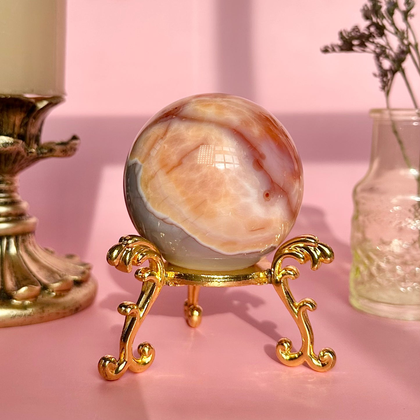 Carnelian Flower Agate Sphere