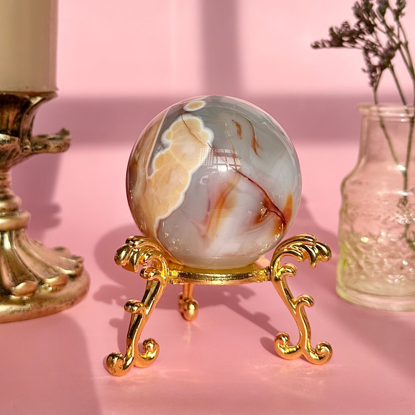 Carnelian Flower Agate Sphere