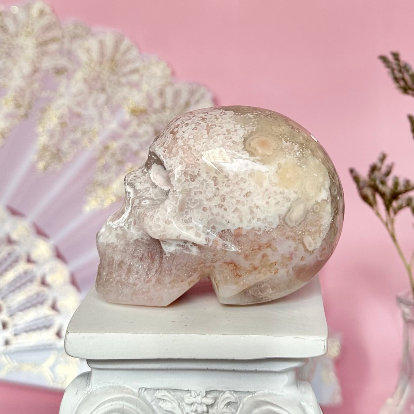 Flower Agate Skull
