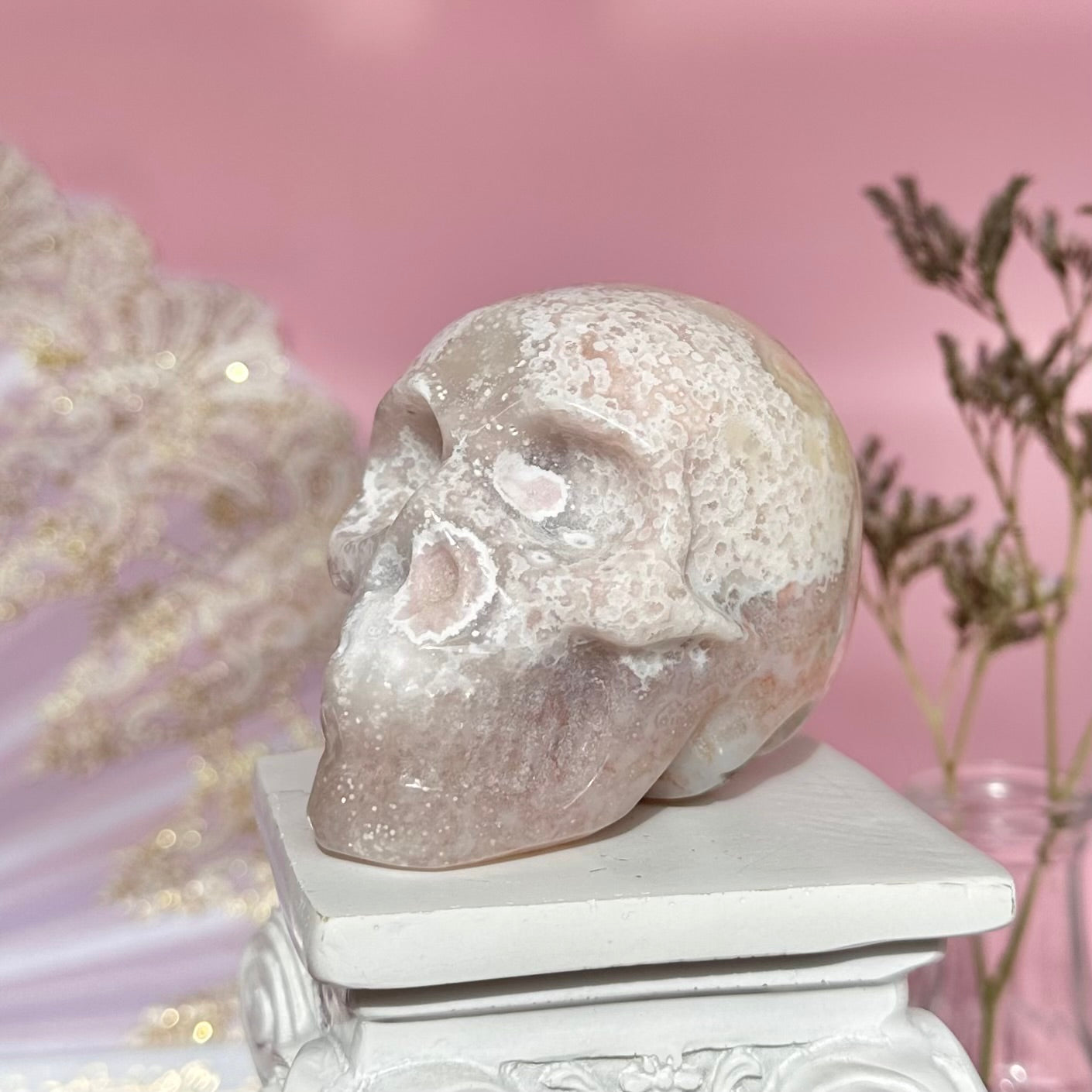 Flower Agate Skull