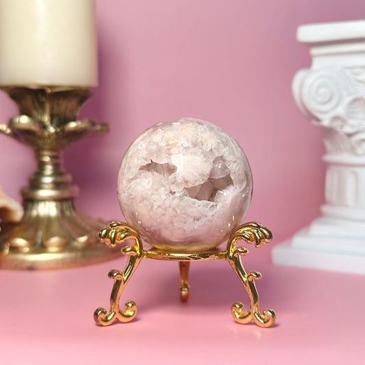 Pink Amethyst Flower Agate Druzy Sphere