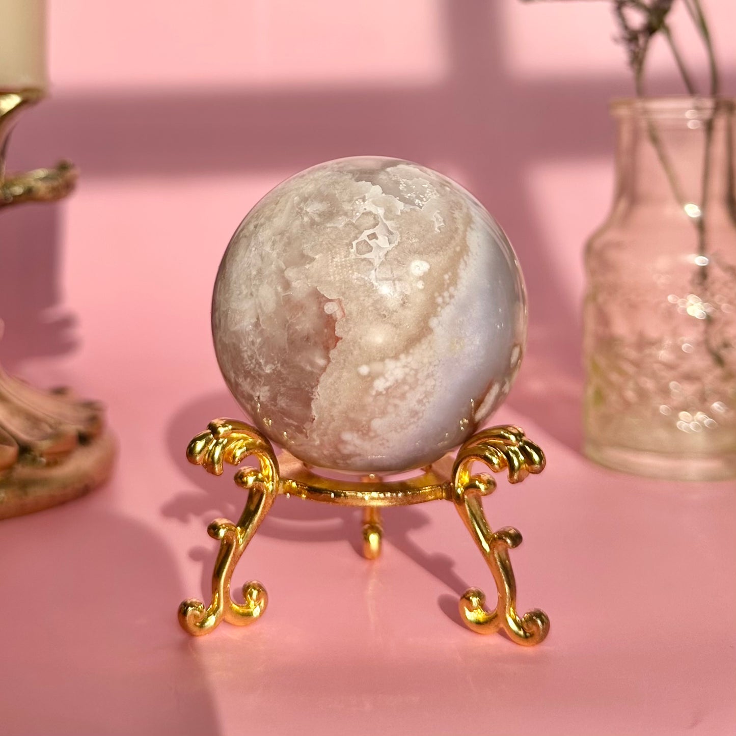 Pink Amethyst Flower Agate Sphere