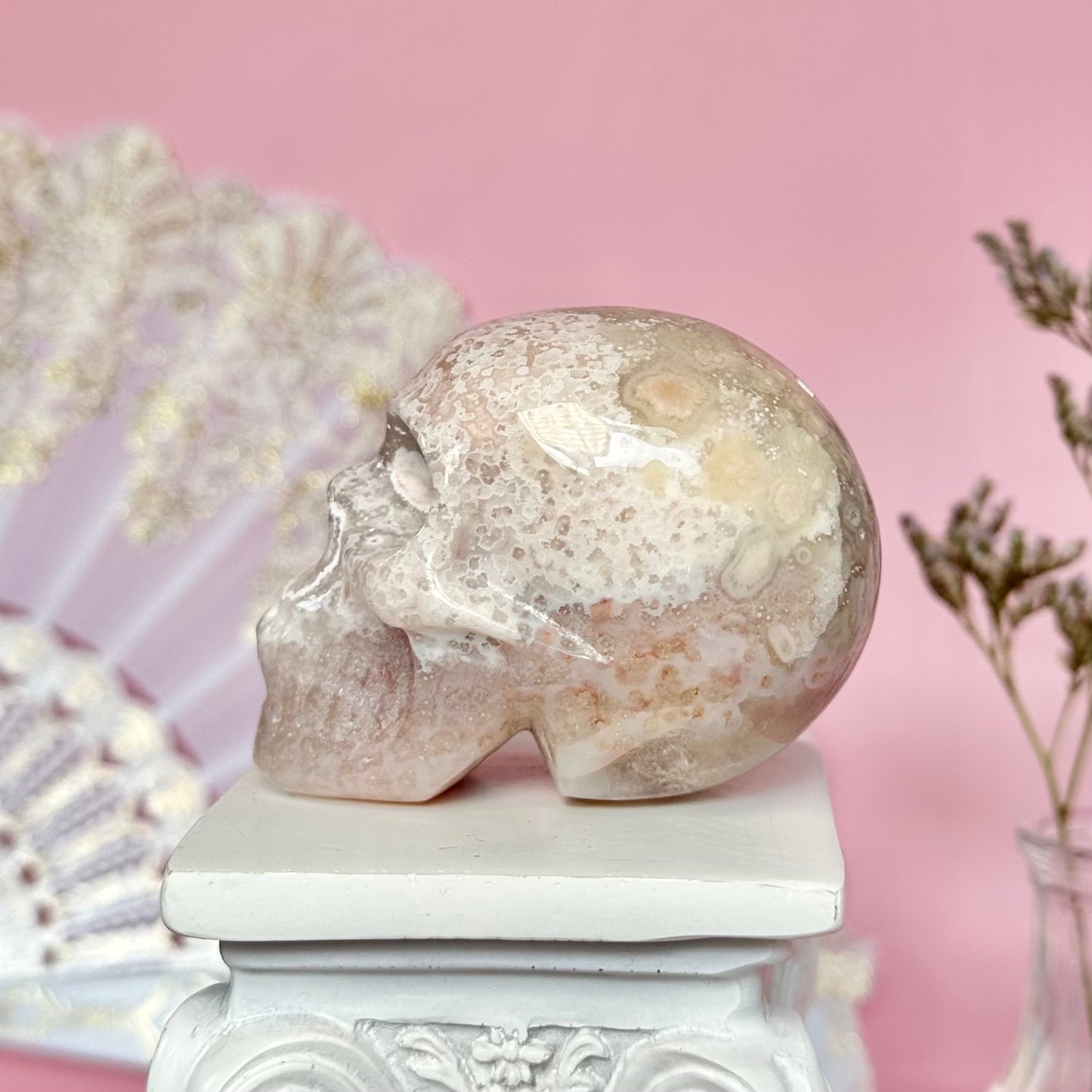 Flower Agate Skull