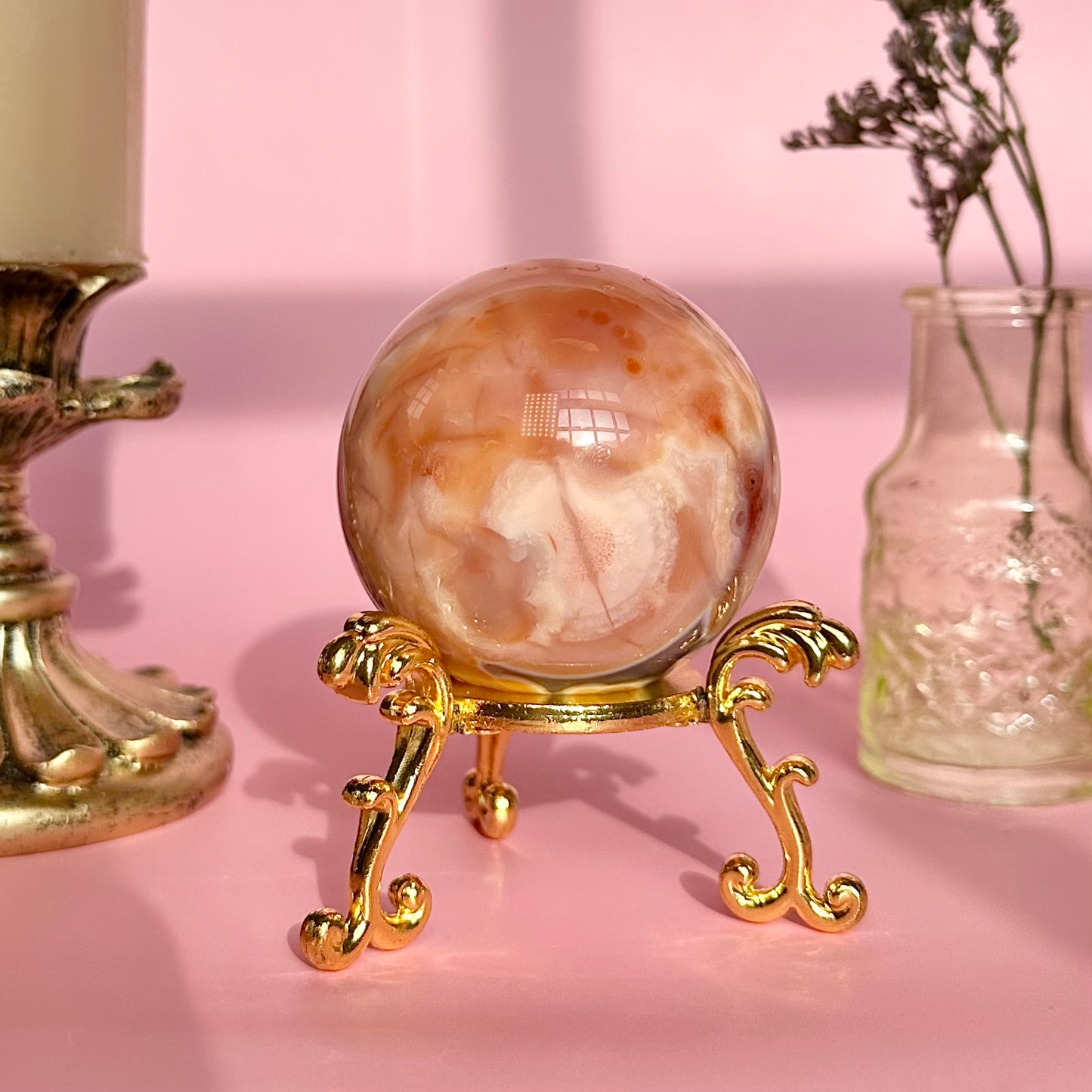 Carnelian Flower Agate Sphere