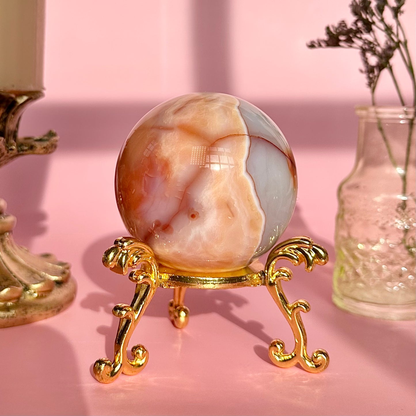 Carnelian Flower Agate Sphere