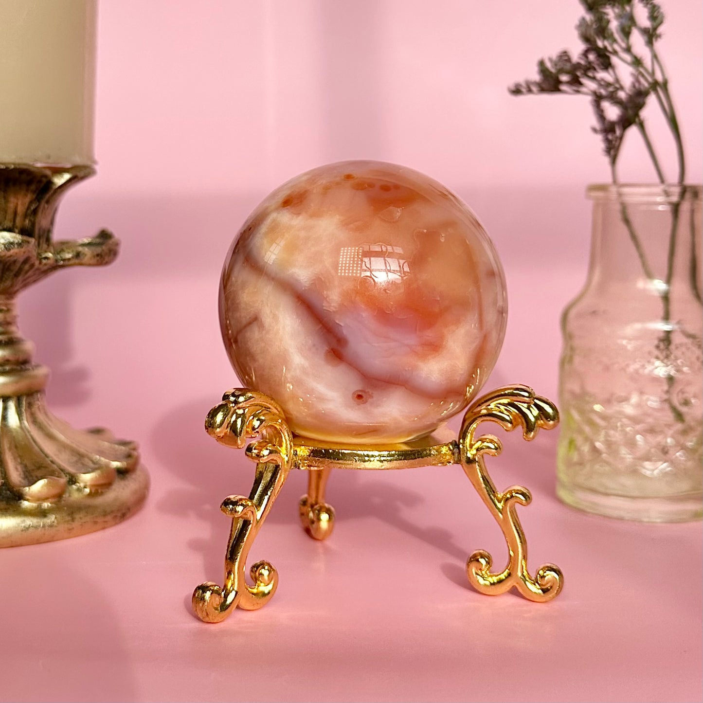 Carnelian Flower Agate Sphere