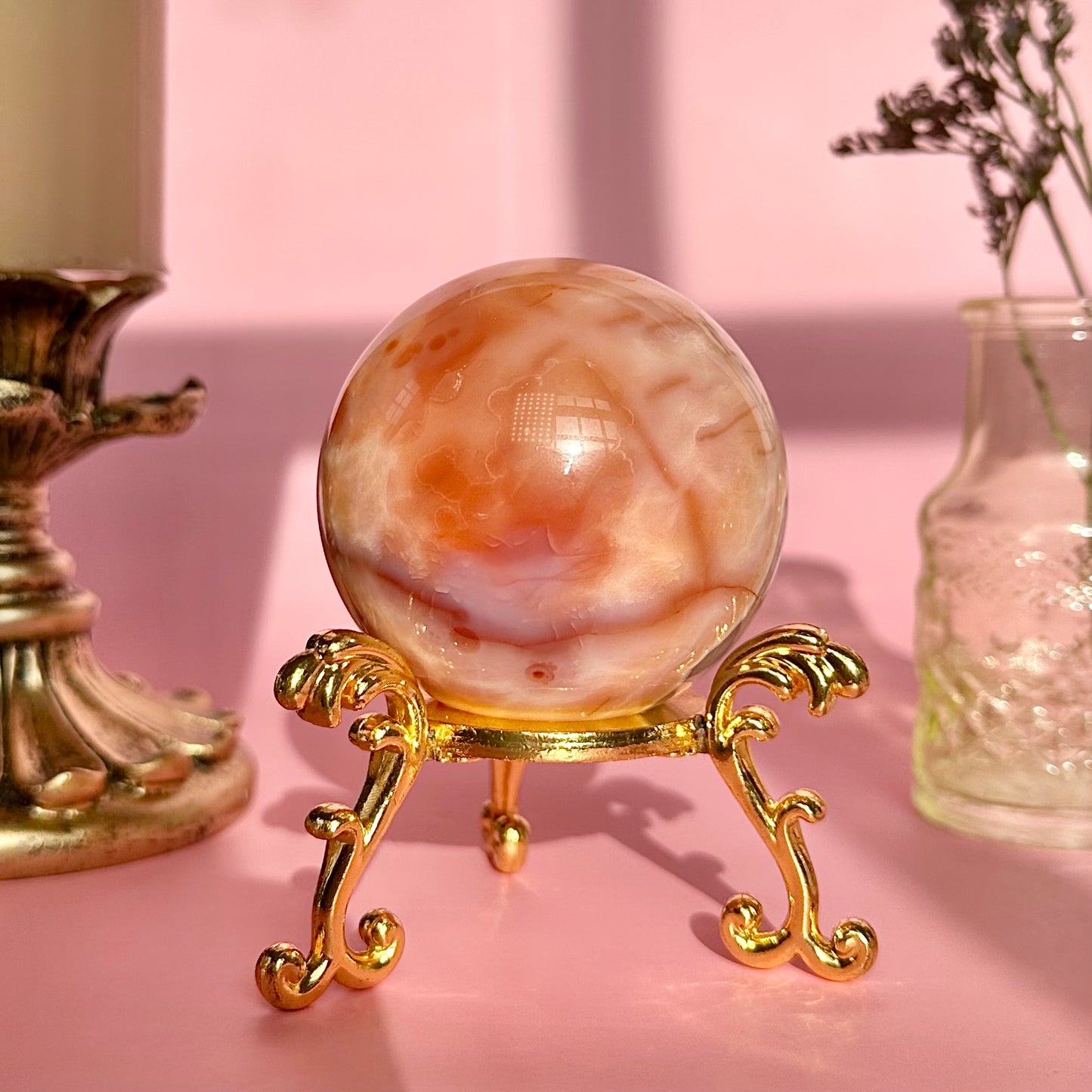 Carnelian Flower Agate Sphere