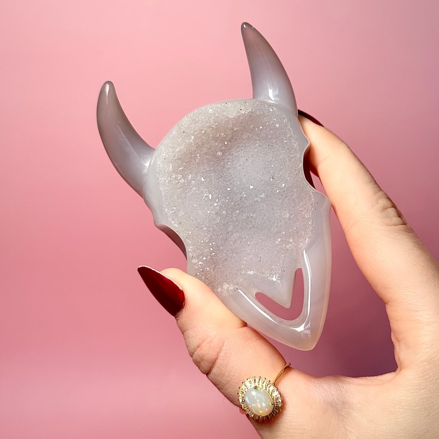 Druzy Agate Cow Skull