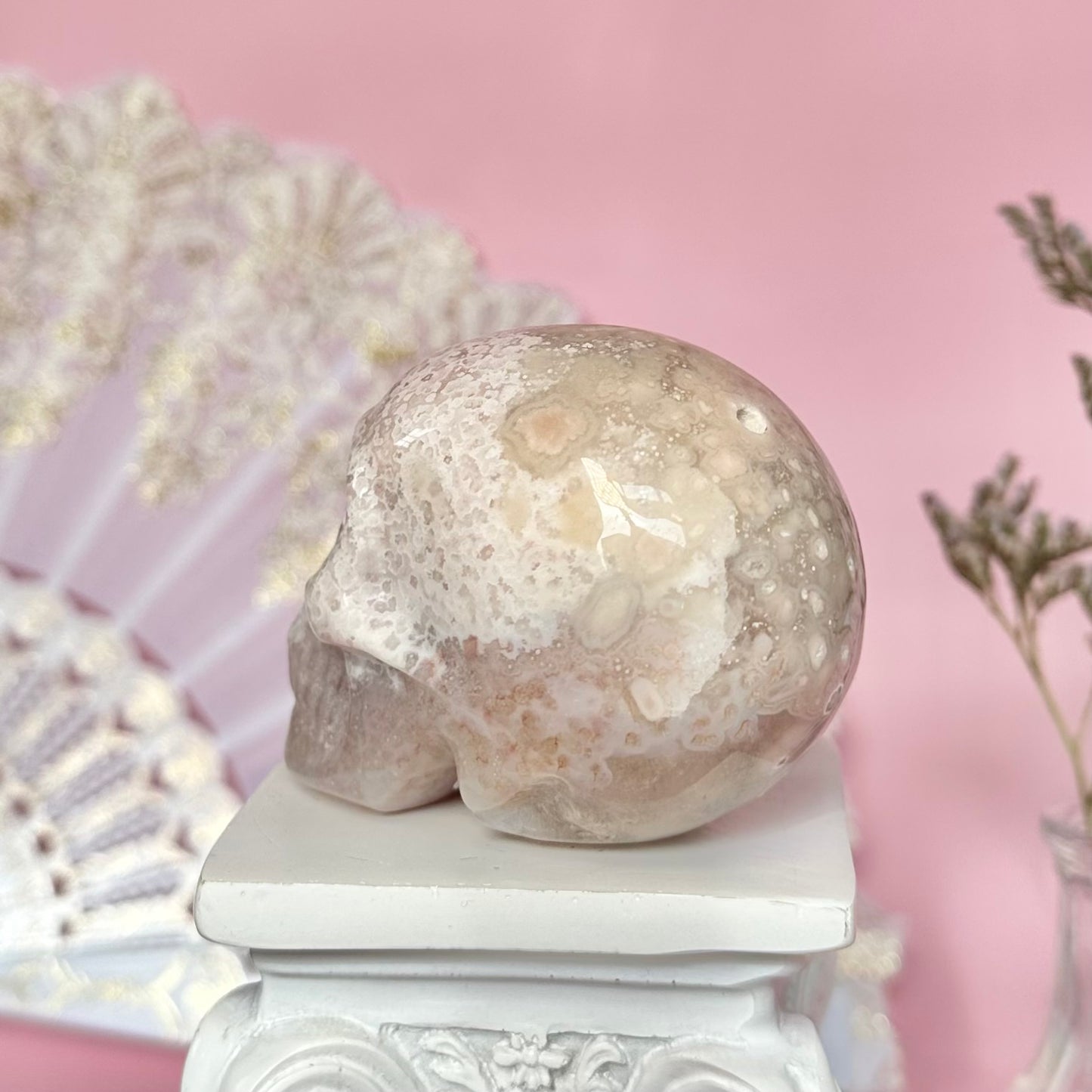 Flower Agate Skull