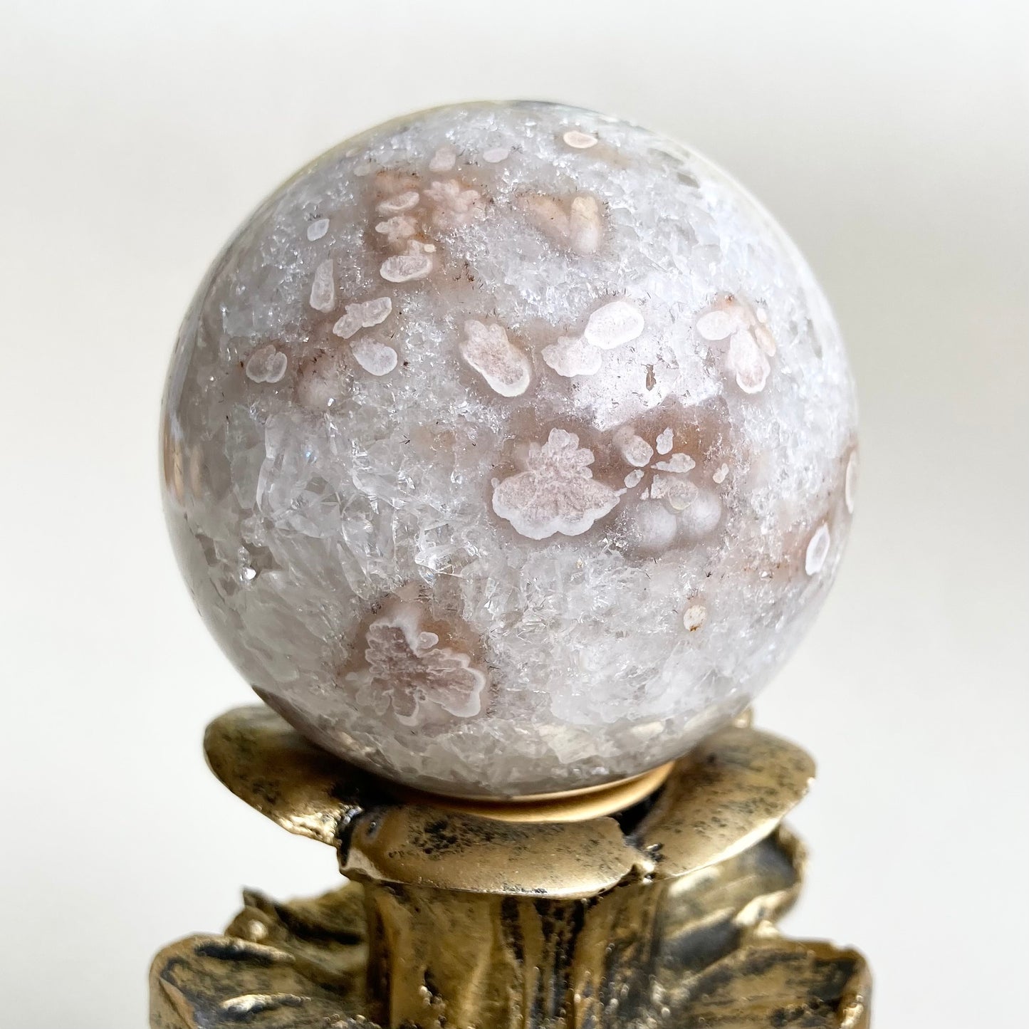 Snow Druzy Flower Agate Sphere