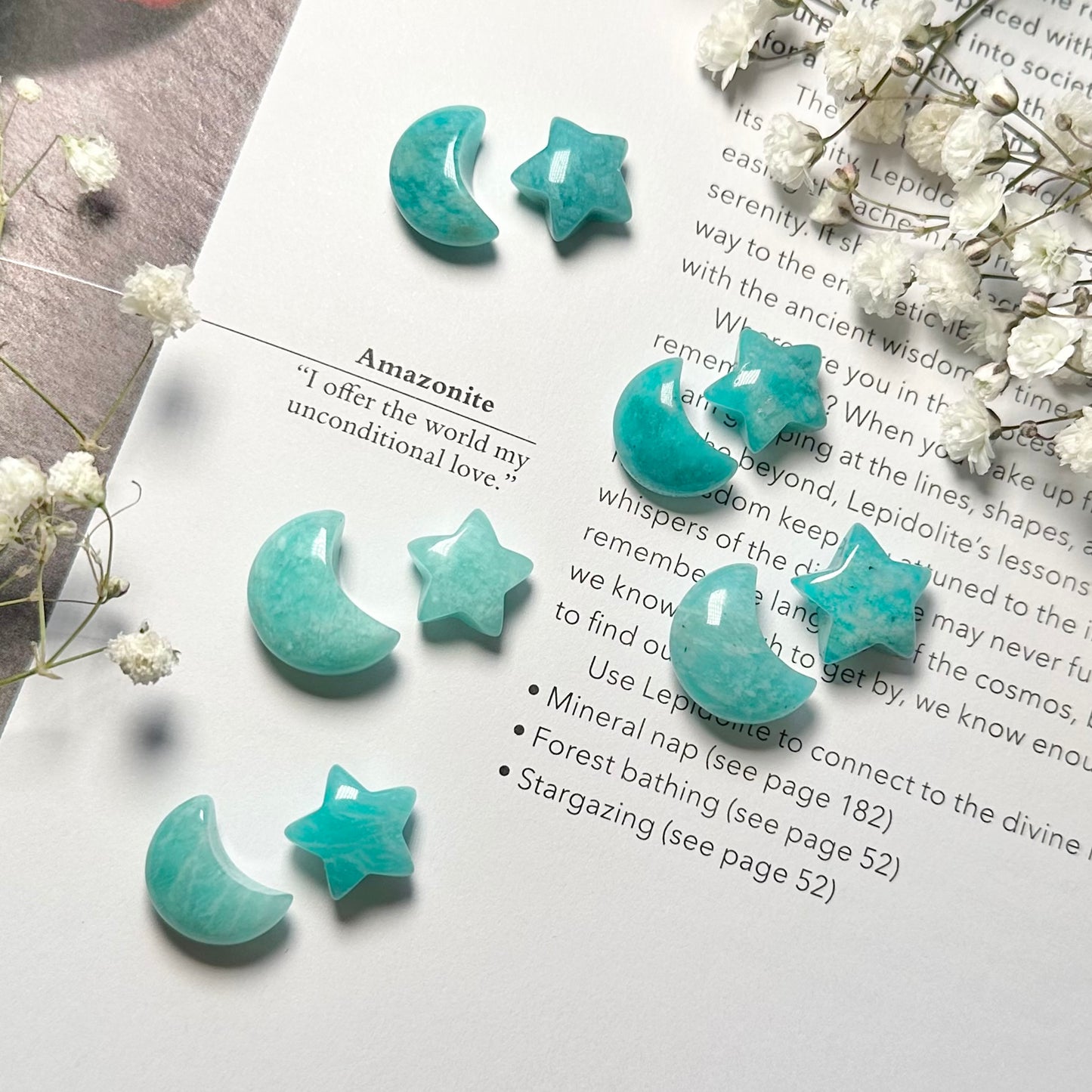 Amazonite Mini Moon & Star Pair