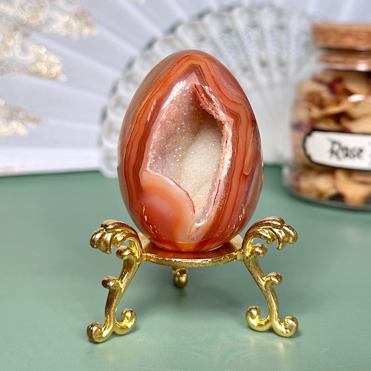 Carnelian Druzy Egg