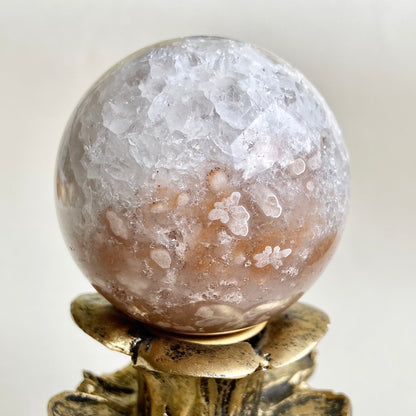 Snow Druzy Flower Agate Sphere