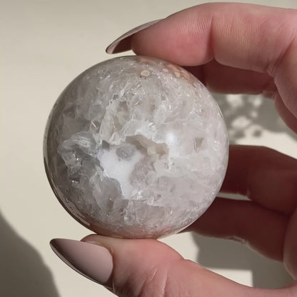 Snow Druzy Flower Agate Sphere